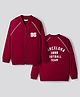 Primo Gino 100% Cotton French Terry Knit Full Raglan Sleeves Front Open Bomber Jacket With Front & Back Text Print - Maroon