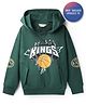 Primo Gino 100% Cotton French Terry Full Sleeves Drop Shoulder Hooded Sweatshirt with Text Print - Green