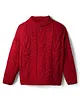 Pine Kids Knit Full Drop Shoulder Sleeves Turtle Neck Pullover Sweater with Cable Knit Design - Red