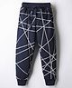 Evimo Single Jersey Knit Full Length Printed Lounge Pant - Navy Blue