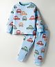 Evimo Single Jersey Knit Full Sleeves Co-ords Night Suit with Car Print - Light Blue