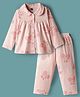 Evimo Single Jersey Knit Full Sleeves Co-ords Night Suit with Bunny Print - Light Peach