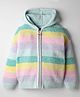 Pine Kids Knit Full Sleeves Hooded Front Open Sweater with Color Block Design - Multicolor
