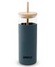IMECO ECO-SIPPER Borosilicate Glass Tumbler with Bamboo Lid & Straw  - 450ml | Navy