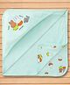 Doreme Interlock Knit Hooded Towel and Wrapper With Bunny Print L 81 x B 81 cm - Aqua Blue