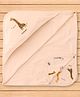 Doreme Interlock Knit Hooded Towel and Wrapper With Giraffe Print L 81 x B 81 cm - Peach