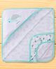 Doreme Interlock Knit Hooded Towel and Wrapper Turtle Print L 83.5 x B 83 cm - Aqua Blue