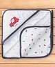 Doreme Interlock Knit Hooded Towel and Wrapper Vehicle Print L 83.5 x B 83 cm -White & Blue