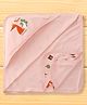 Doreme Interlock Knit Hooded Towel With Animal Print L 82.5 x B 81.5 cm - Peach