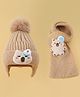 Babyoye Knitted Woollen Cap & Muffler With Animal Applique Brown - Diameter 11 cm