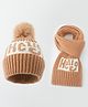 Babyoye Knitted Woollen Cap & Muffler With Text Design Brown - Diameter 10.5 cm