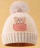 Babyoye Woollen Cap with Animal Patch Cream - 11 Diameter