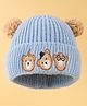 Babyoye Woollen Cap with Animal Patch Embroidery Blue - 12 cm Diameter