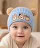 Babyoye Woollen Cap with Animal Patch Embroidery Blue - Diameter 12.5 cm