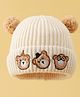Babyoye Woollen Cap with Animal Patch Embroidery Peach - 11.5 cm Diameter