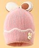Babyoye Woollen Cap with Animal Patch & Applique Pink - 11.5 Diameter