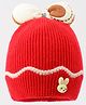 Babyoye Woollen Cap with Animal Applique Red - 11.5 Diameter