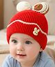 Babyoye Woollen Cap with Animal Applique Red - 12 Diameter