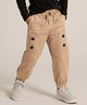 Arias Cotton Woven Full Length Solid Colour Joggers With Cargo Pocket - Beige