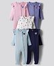 Bonfino 100% Cotton Knit Full Sleeves Footed Sleepsuit With Polka Dots & Bow Print Pack Of 5 - Multicolour