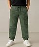 Arias Cotton Twill Woven Full Length Joggers With Cargo Pockets & Stretch - Olive Green