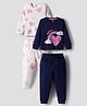 Bonfino 100% Cotton Knit Full Sleeves Night Suit With Heart Print Pack Of 2 - Navy Blue & White
