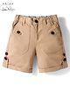 Arias Cotton Woven Knee Length Shorts With Fold Up Hem - Beige