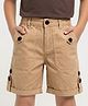 Arias Cotton Woven Knee Length Shorts With Fold Up Hem - Beige