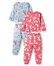 Bonfino 100% Cotton Knit Full Sleeves Co-ords Night Suits with Unicorn Print Pack of 2 - Light Blue & Pink