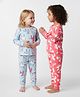 Bonfino 100% Cotton Knit Full Sleeves Co-ords Night Suits with Unicorn Print Pack of 2 - Light Blue & Pink