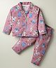 Doreme Cotton Knit Full Sleeves Co-Ord Night Suit With Floral Print - Pink