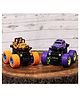 TodFod 4x4 Big Wheel Monster Truck Toy Cars  Set of 4 Pull Back Action Vehicles, 1:48 Scale, Purple Body with Green Wheels, Rugged Off-Road Design for Boys & Girls Ages 3+