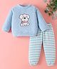 Mark & Mia Full Sleeves Winter Wear Night Suit With Animal  Embroidery - Light Blue
