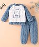 Mark & Mia Full Raglan Sleeves Winter Wear Night Suit With Bear Print - Blue