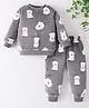 Mark & Mia Full Sleeves Winter Wear Night Suit with Puppy Print - Grey