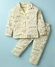 Doreme Single Jersey Knit Full Sleeves Co-Ord Night Suit With Floral Print - Light Yellow