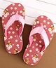 Cute Walk by Babyhug Slip On Flip Flops with Floral & Honey Bee Print - Peach