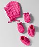Babyhug 100% Cotton Cap Mittens & Booties Set With Polka Dot Print Pink - Diameter 9.5 cm