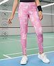 Pine Active Knit Full Length High Stretch Leggings With Pentagon Print - Pink