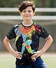 Pine Active Knit Half Sleeves T-Shirt  Football Theme Print - Black