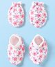 Babyhug 100% Cotton Knit Mittens & Booties with Floral Print - Pink