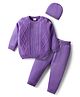 Babyhug Knit Full Sleeves Sweater Set with Cable Knit Design & Cap - Lavender