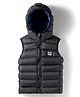 Babyhug Woven Sleeveless Solid Color Hooded Padded Jacket - Black