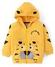 Mark & Mia Terry Knit Full Raglan Sleeves Hooded Sweatjacket with Tiger Print & Applique & Kangaroo Pockets - Yellow