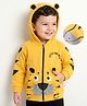Mark & Mia Terry Knit Full Raglan Sleeves Hooded Sweatjacket with Tiger Print & Applique & Kangaroo Pockets - Yellow