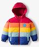 Babyhug Woven Full Sleeves Hooded Padded Jacket With Color Block Design - Multicolor