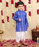 BownBee Pure Cotton Woven Full Sleeves Glitter Striped Dhoti Kurta Set - Blue