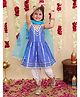 BownBee Pure Cotton Woven Sleeveless Foil Striped & Gota Lace Embellished Kurti Dhoti & Dupatta Set - Blue