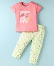 Tango Single Jersey Knit Half Sleeves Night Suit with Fruit Print - Coral