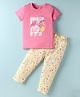 Tango Single Jersey Knit Half Sleeves Night Suit with Fruit Print - Pink